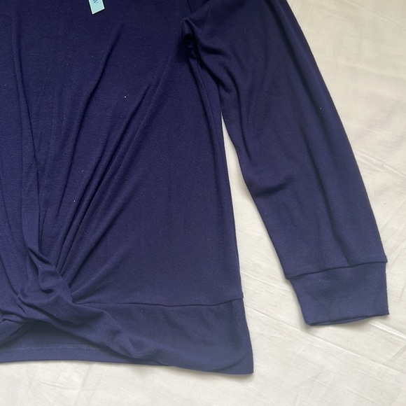 ⭐️nwt YSYOKOW Long Sleeve Casual Crew Neck Loose Fit Front Twist Knot Blouse⭐️ - Picture 8 of 10